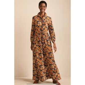 J MCLAUGHLIN NWT MOLLIE MOD ROSE MAXI DRESS SILK BLD RETRO Y2K MODERN POCKETS S